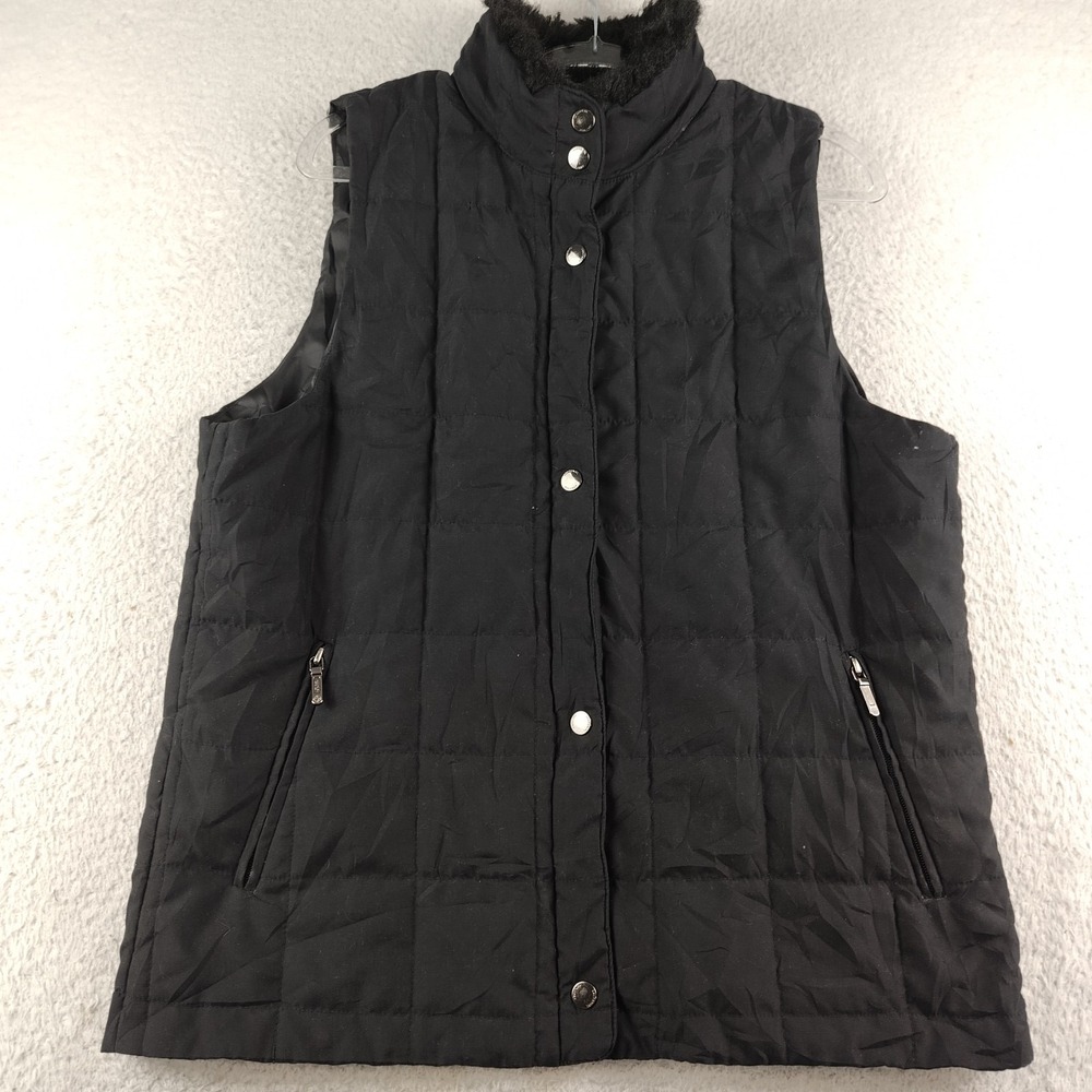 Lauren‎ Ralph Lauren Puffer Vest Women's Medium Faux Fur Black